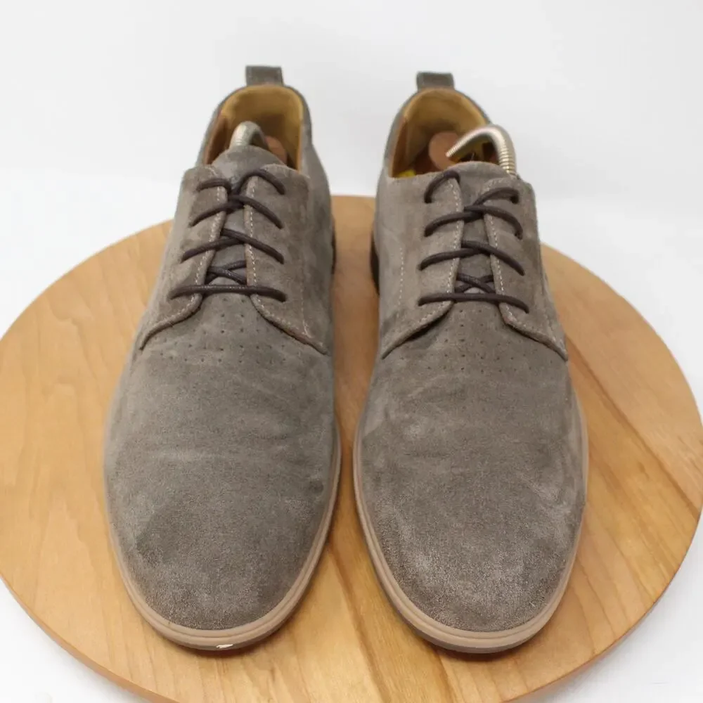 Gray Suede Derby Shoes - Men's Classic Lace-Up